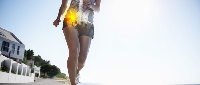 Girl running and hip pain